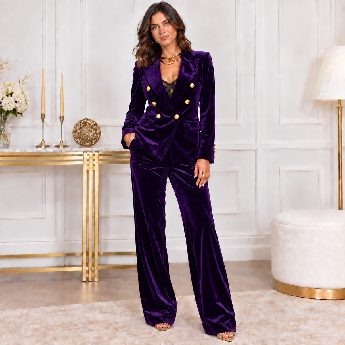 Noir | Conjunto de chaqueta y pantalón de terciopelo · foto 5