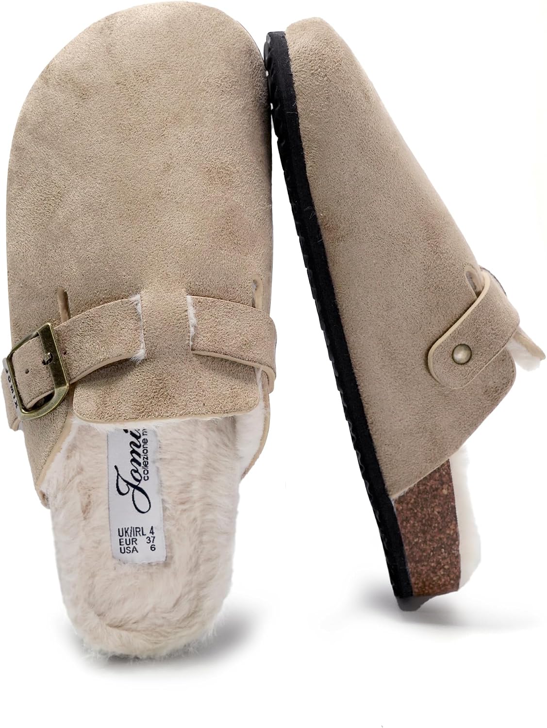 Zuecos de invierno con peluche y hebilla · Beige · Foto 6