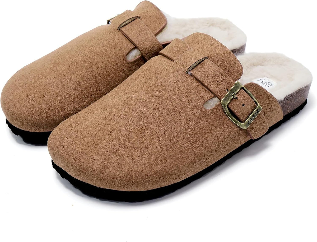 Zuecos de invierno con peluche y hebilla · Caqui · Foto 1