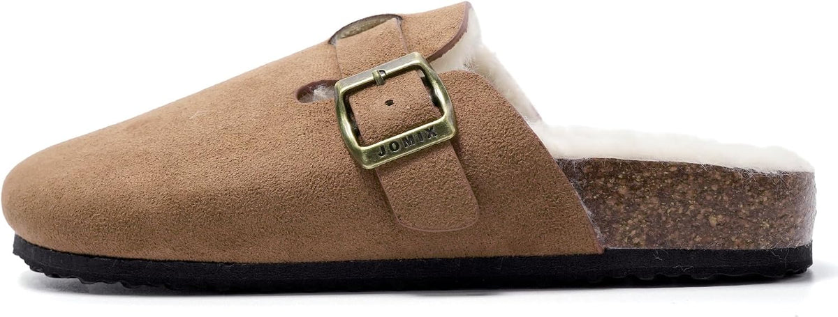 Zuecos de invierno con peluche y hebilla · Caqui · Foto 3