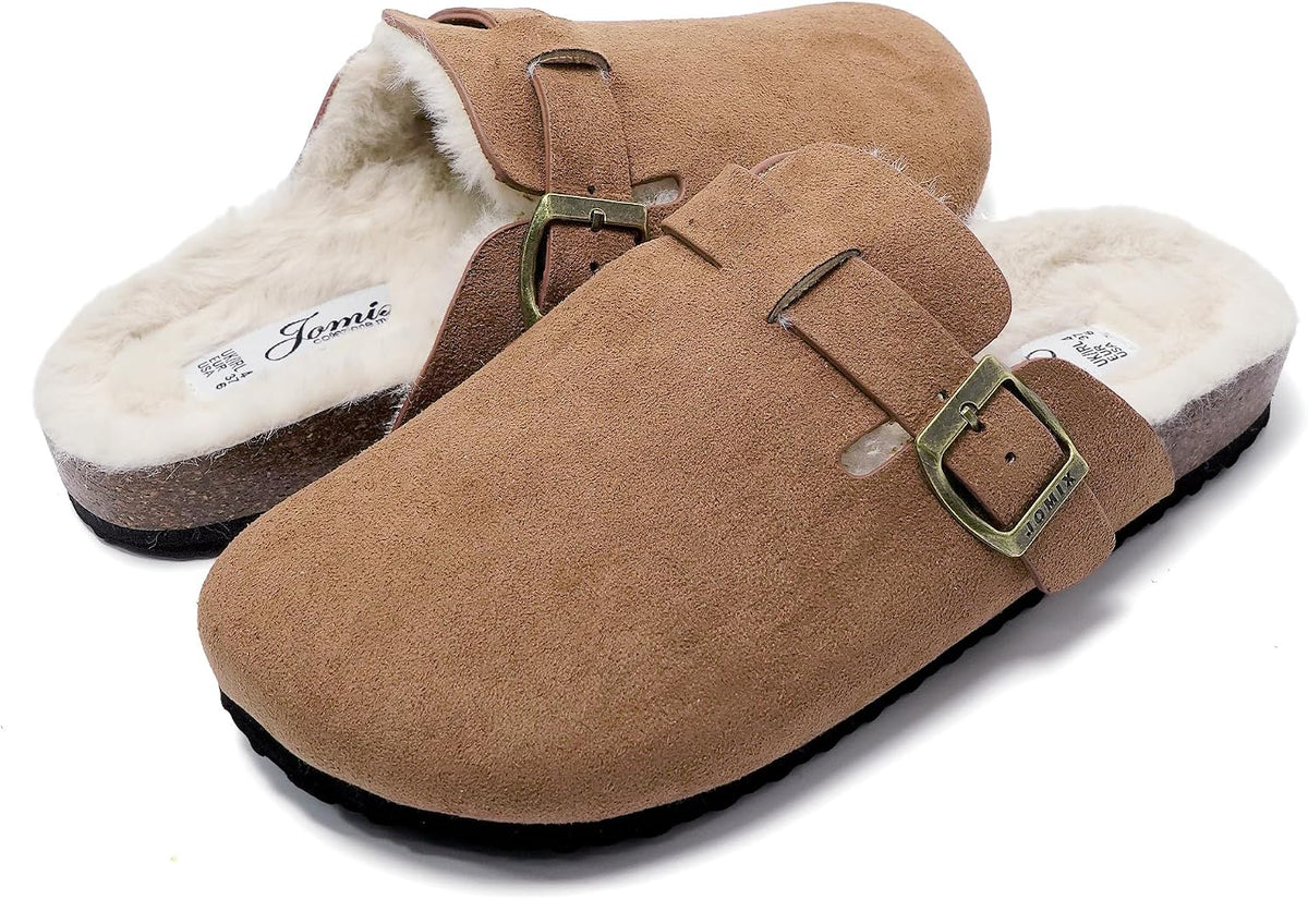 Zuecos de invierno con peluche y hebilla · Caqui · Foto 4