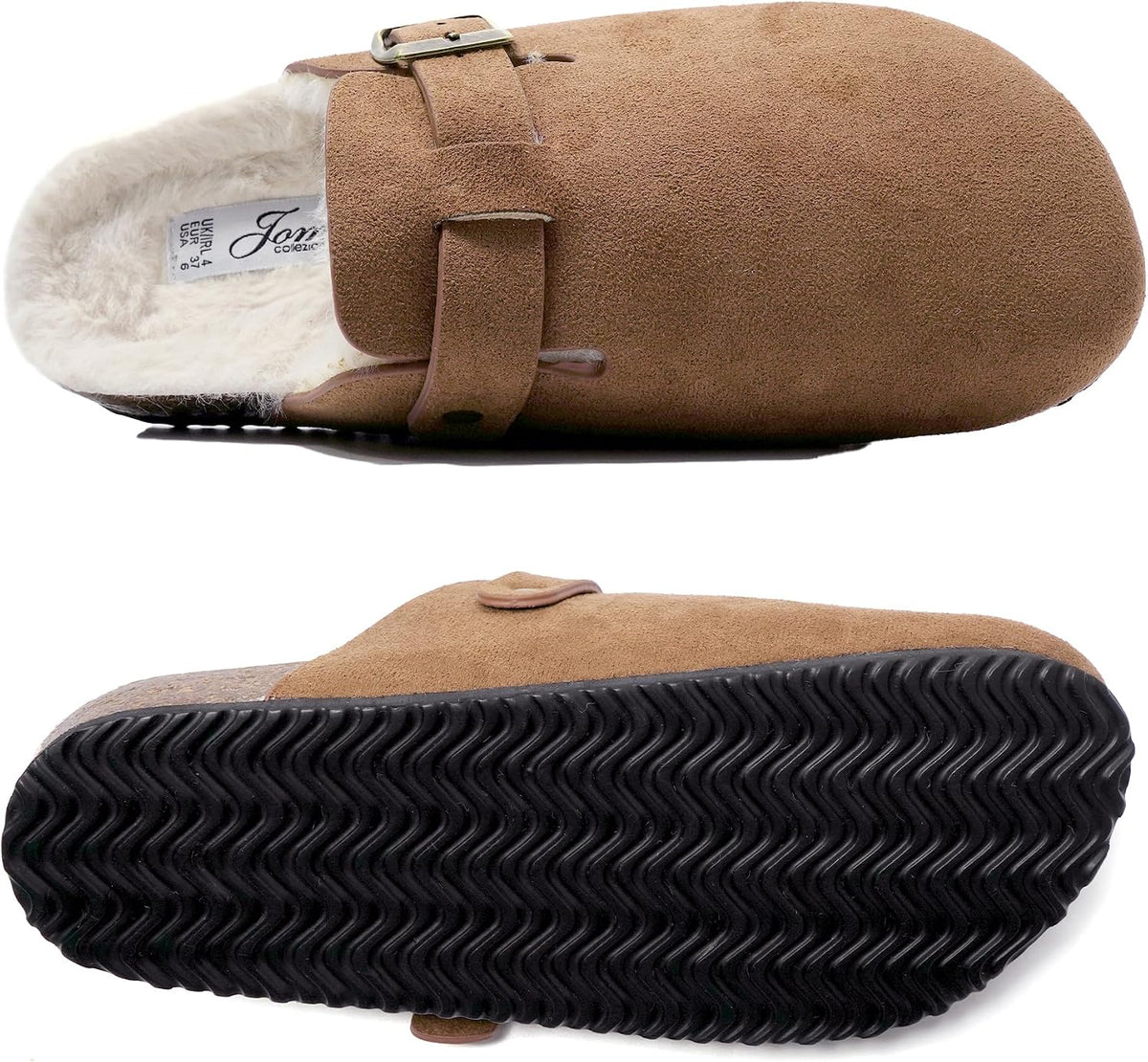 Zuecos de invierno con peluche y hebilla · Caqui · Foto 5