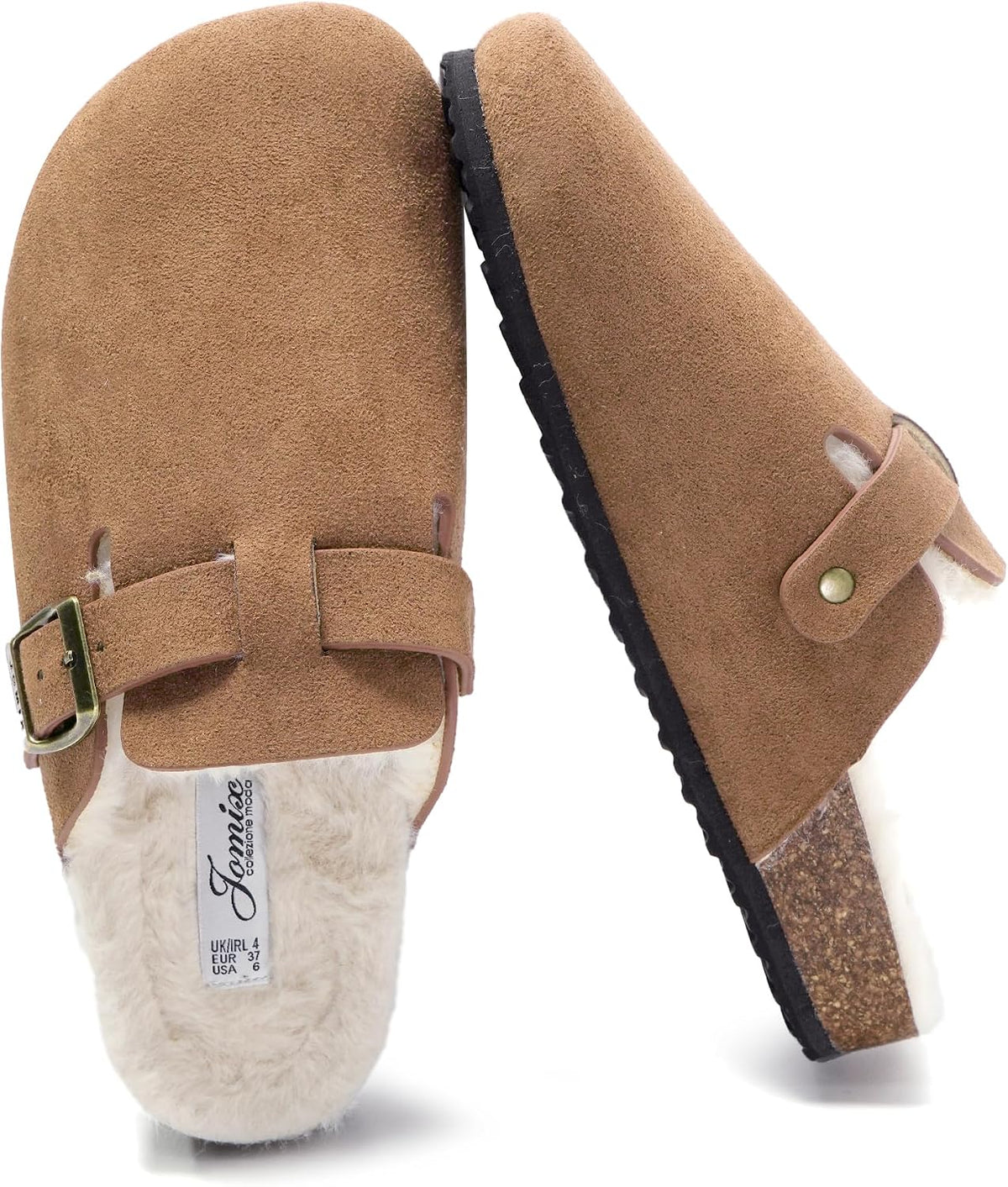 Zuecos de invierno con peluche y hebilla · Caqui · Foto 6