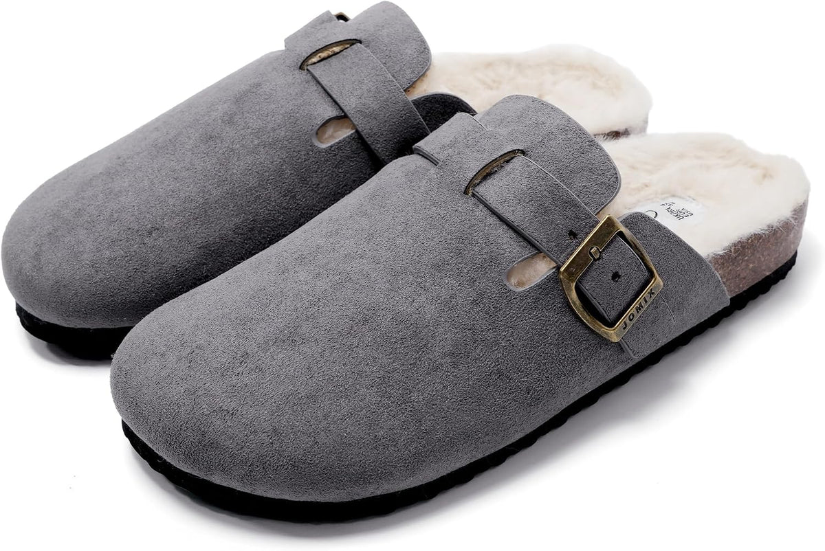 Zuecos de invierno con peluche y hebilla · Gris · Foto 1