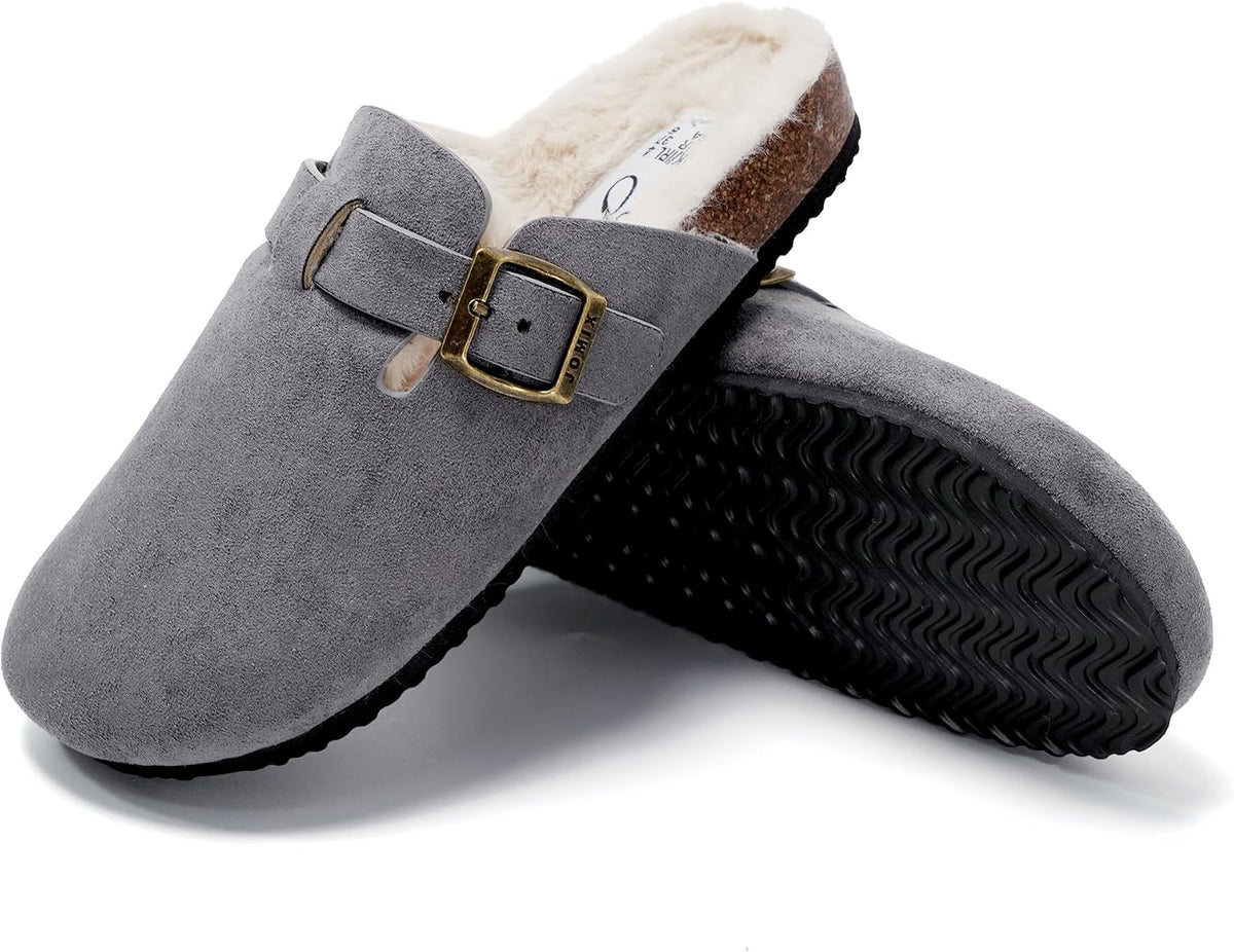 Zuecos de invierno con peluche y hebilla · Gris · Foto 2