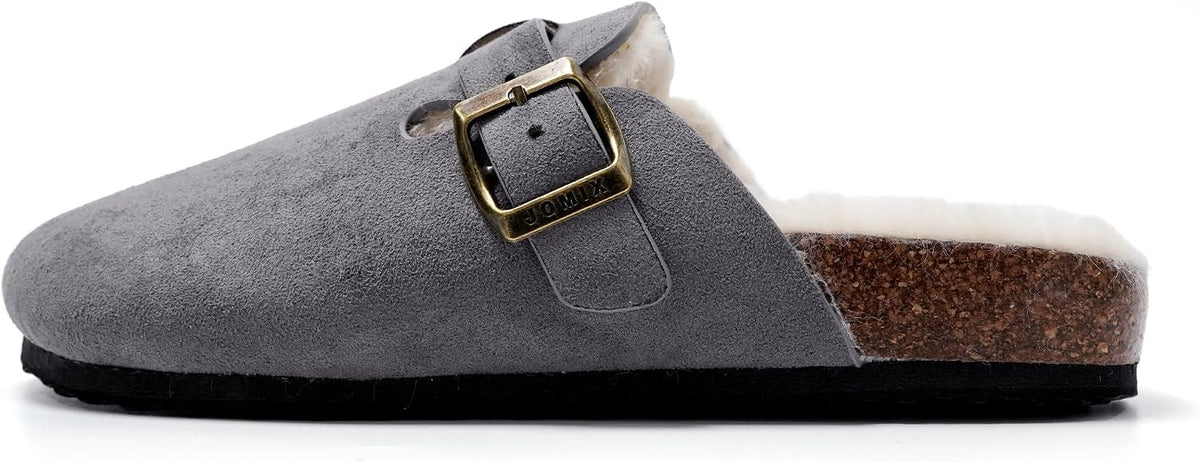 Zuecos de invierno con peluche y hebilla · Gris · Foto 3
