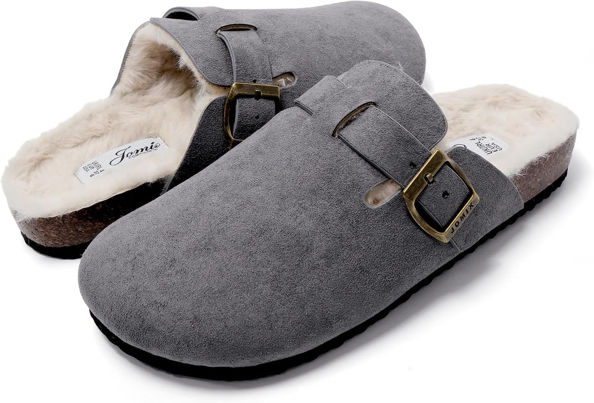 Zuecos de invierno con peluche y hebilla · Gris · Foto 4