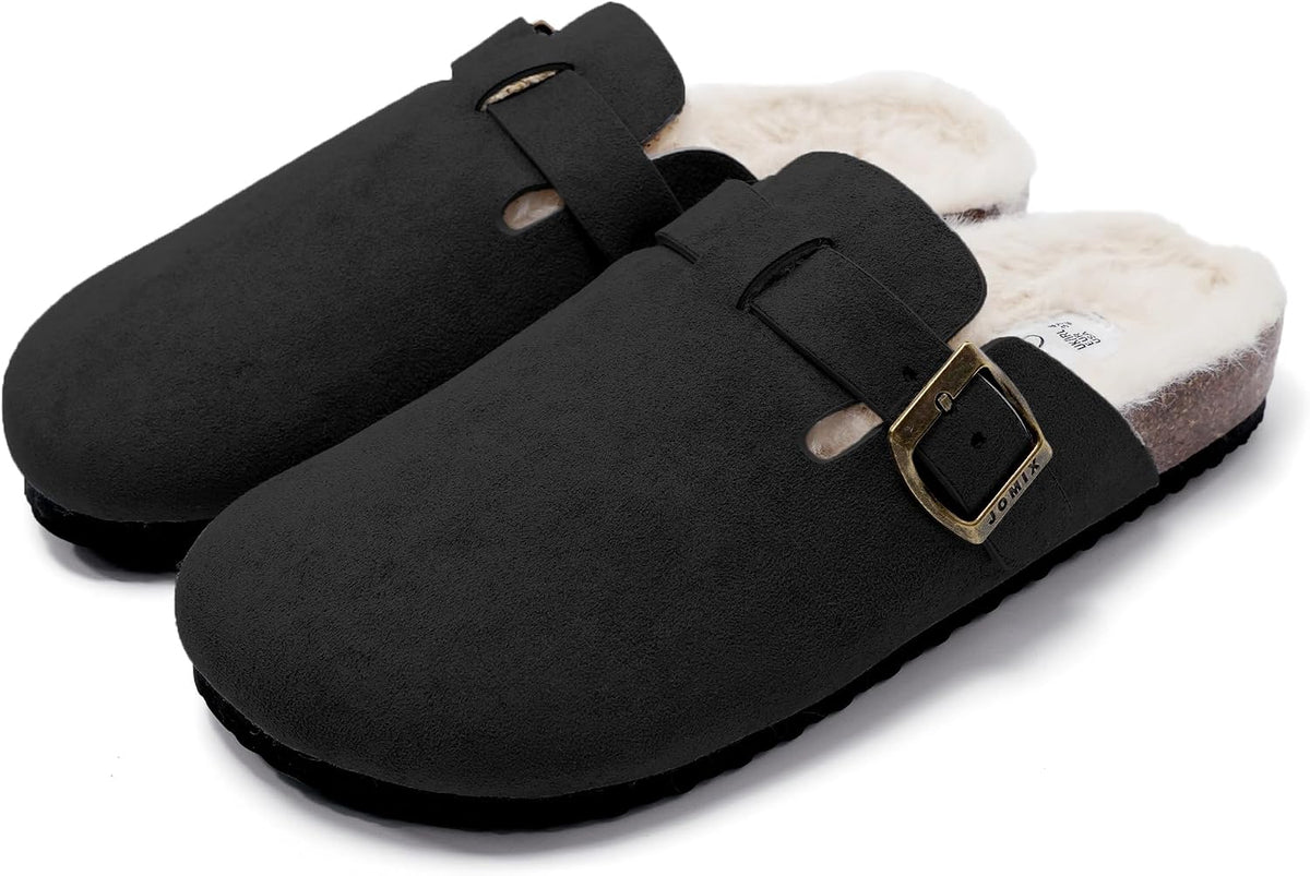 Zuecos de invierno con peluche y hebilla · Negro · Foto 1