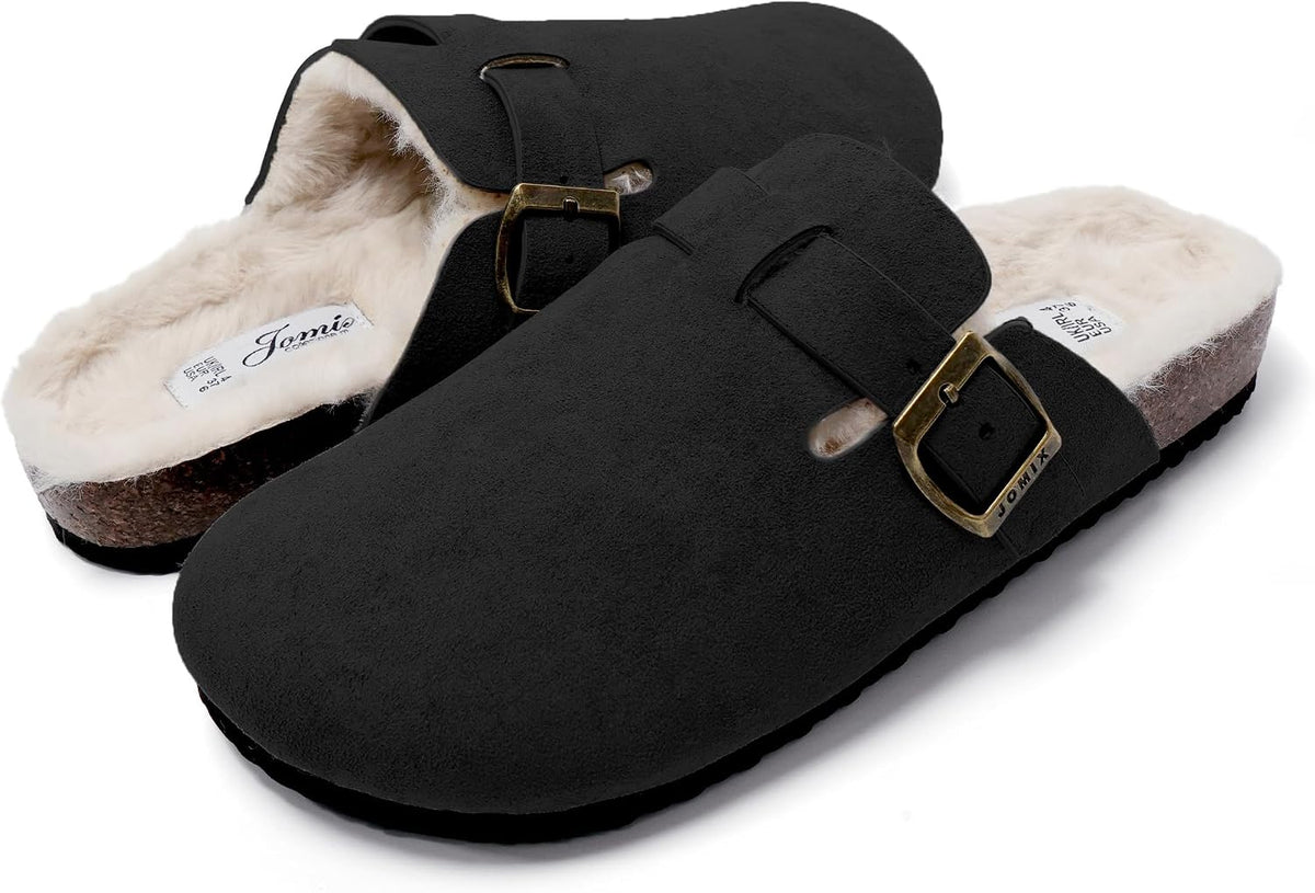Zuecos de invierno con peluche y hebilla · Negro · Foto 4