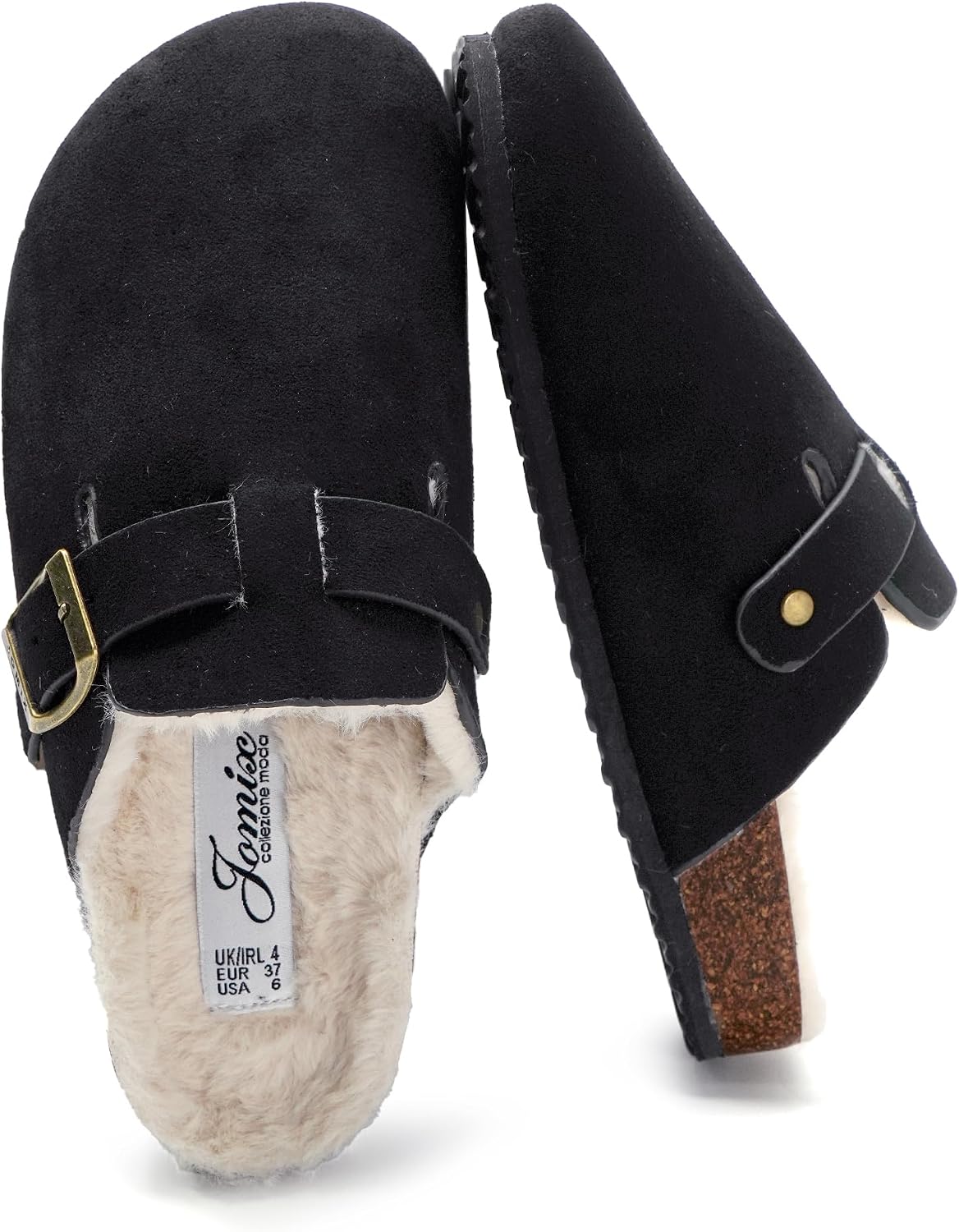 Zuecos de invierno con peluche y hebilla · Negro · Foto 6