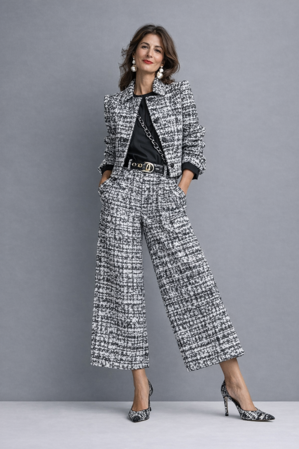 Lucia, conjunto de tweed con chaqueta y pantalón, vista 2