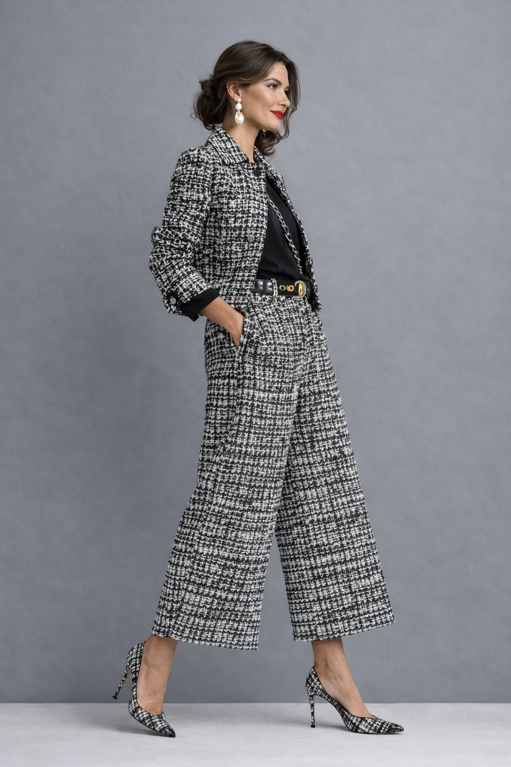 Lucia, conjunto de tweed con chaqueta y pantalón, vista 4