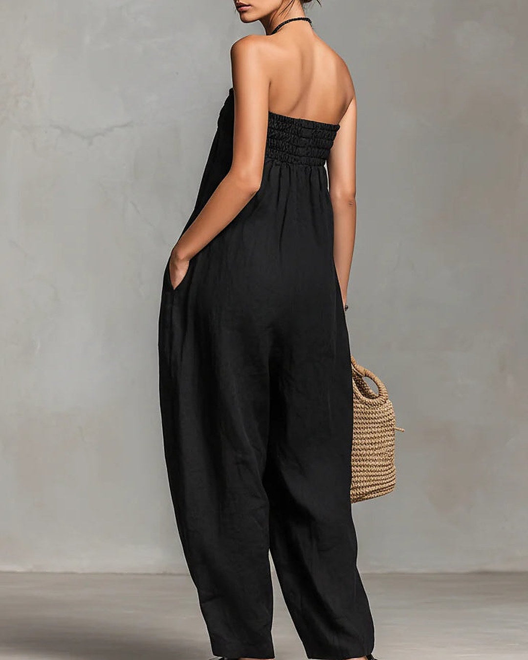 Nina | Mono bandeau de pierna amplia, negro · foto 2