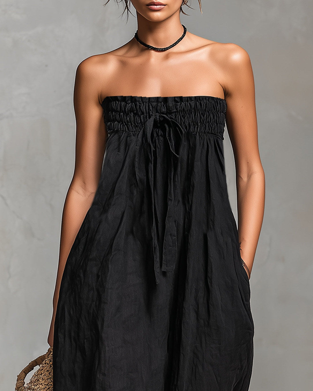Nina | Mono bandeau de pierna amplia, negro · foto 3
