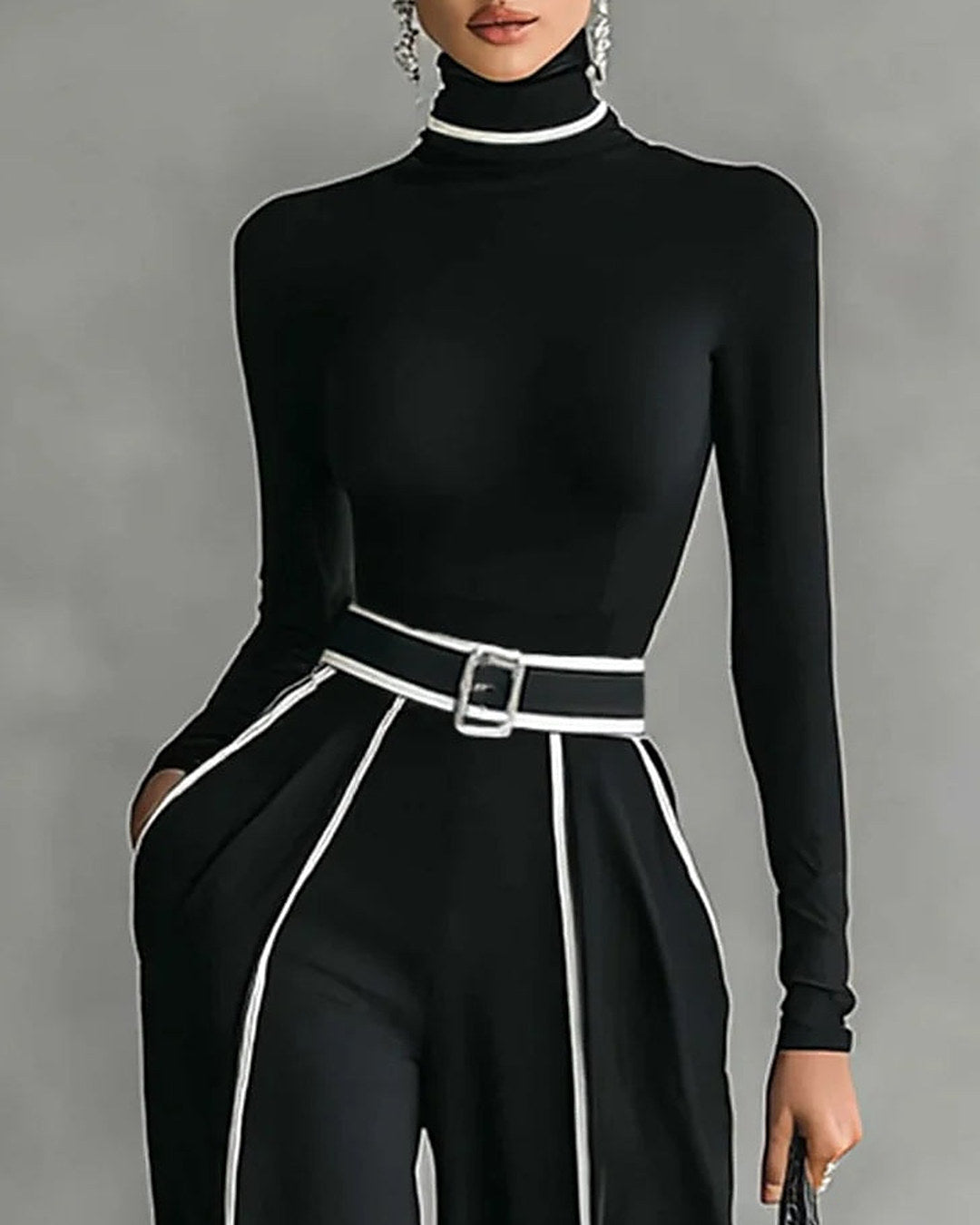 Vera | Conjunto de cuello alto y pantalón con ribetes a contraste · foto 3