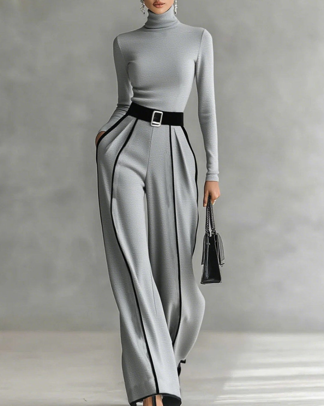 Vera | Conjunto de cuello alto y pantalón con ribetes a contraste · foto 5