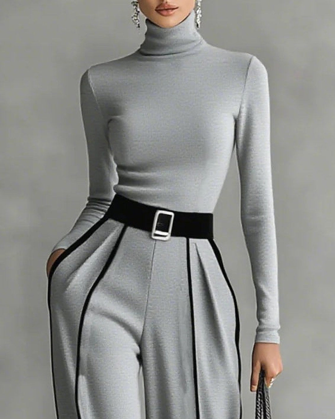 Vera | Conjunto de cuello alto y pantalón con ribetes a contraste · foto 6