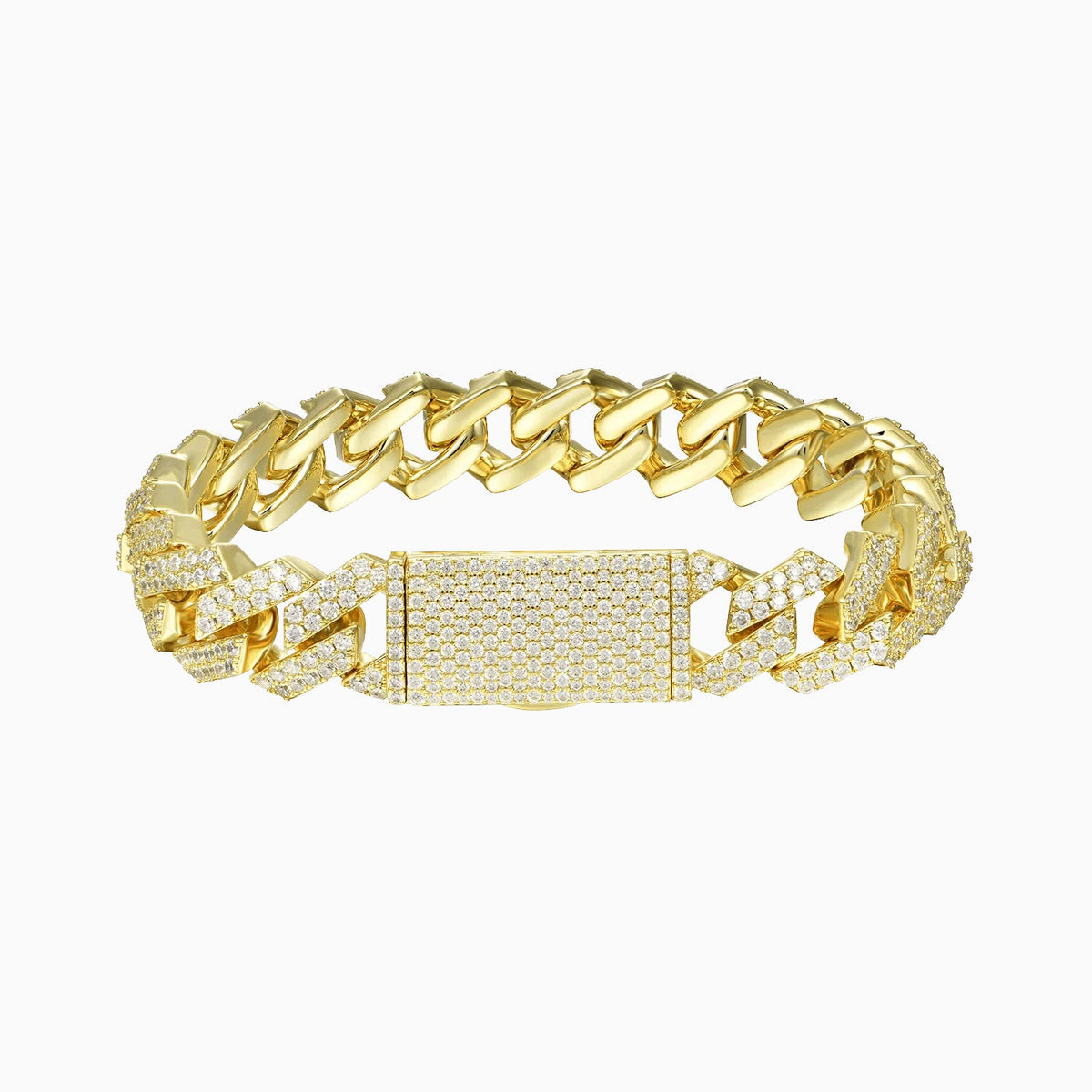 Brazalete Cubana Prong 15 Mm Oro 18K