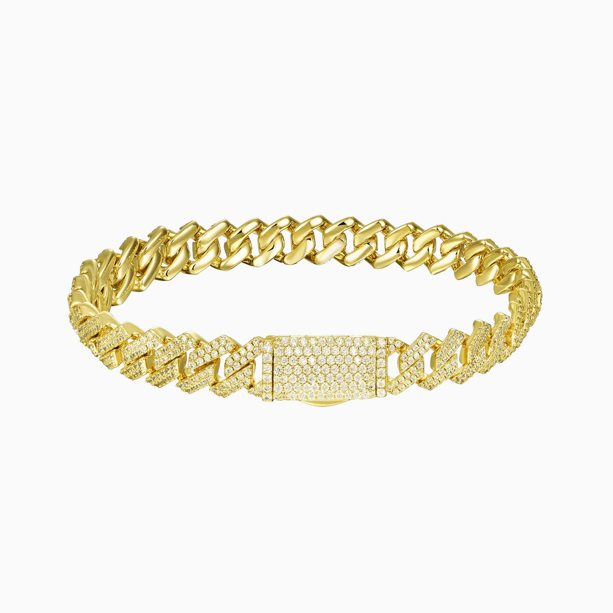 Brazalete Cubana Prong 10 Mm Oro 18K