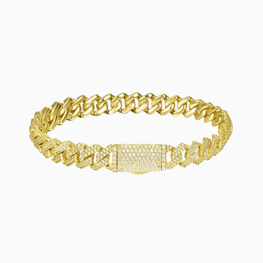 Brazalete Cubana Prong 10 Mm Oro 18K