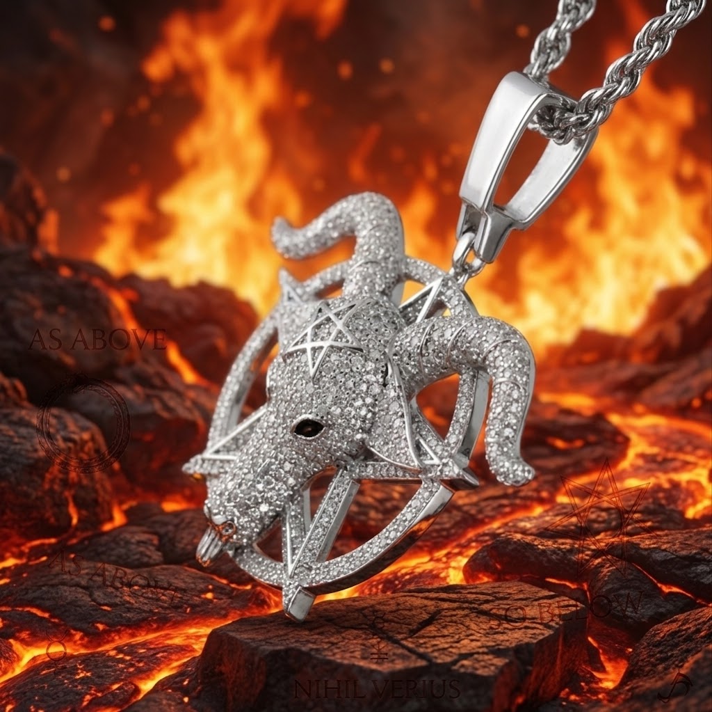 Colgante Baphomet Oro Blanco