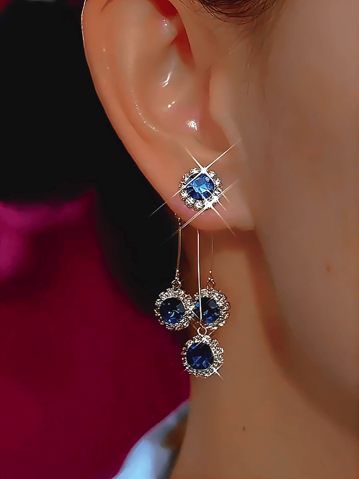 Pendientes con Cristales Azules Brillantes