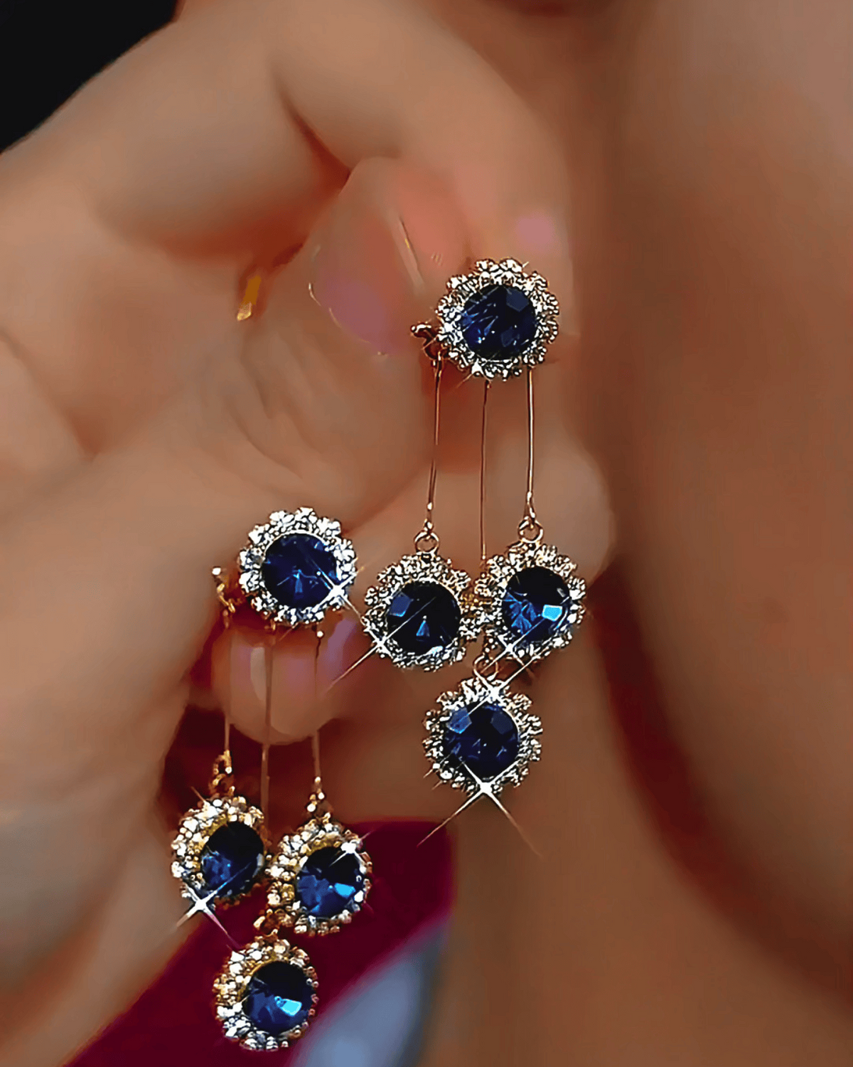 Pendientes con Cristales Azules Brillantes