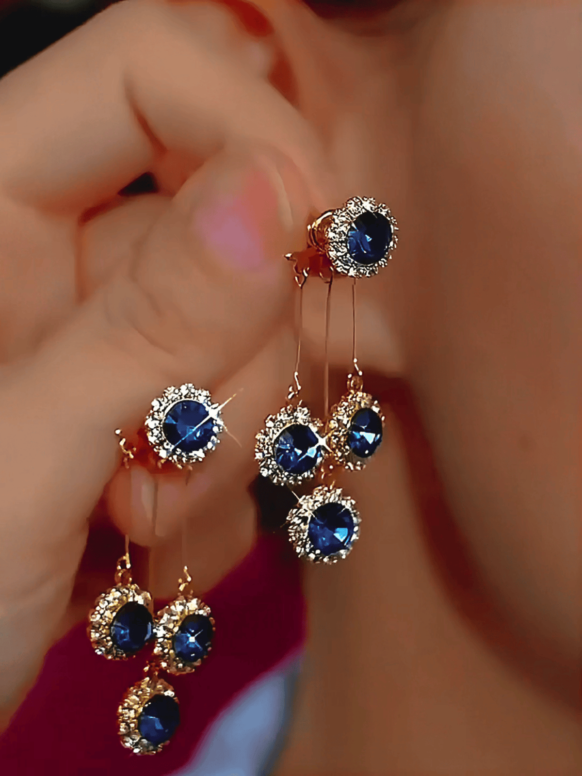 Pendientes con Cristales Azules Brillantes