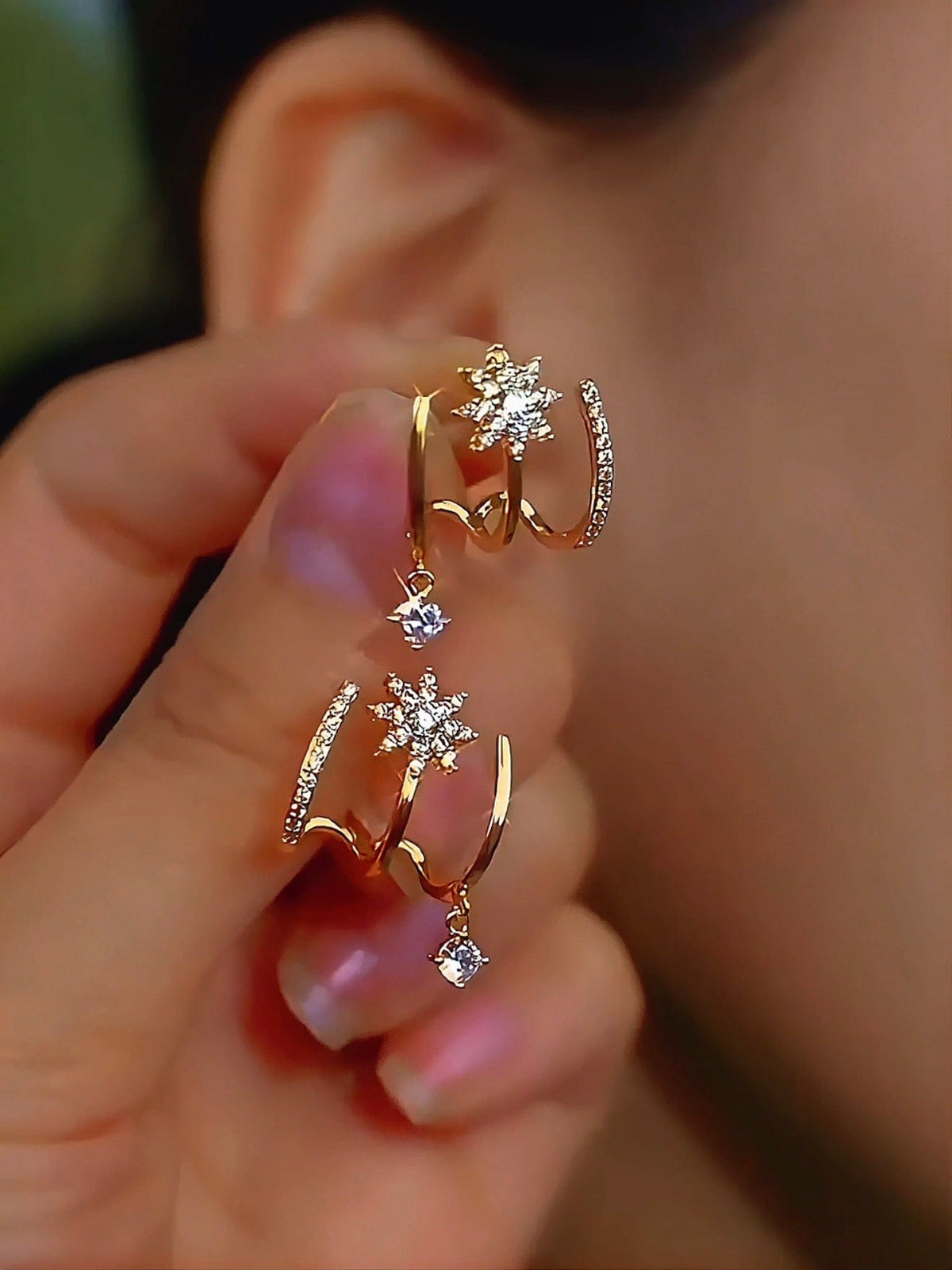 Pendientes con garra brillantes para mujer
