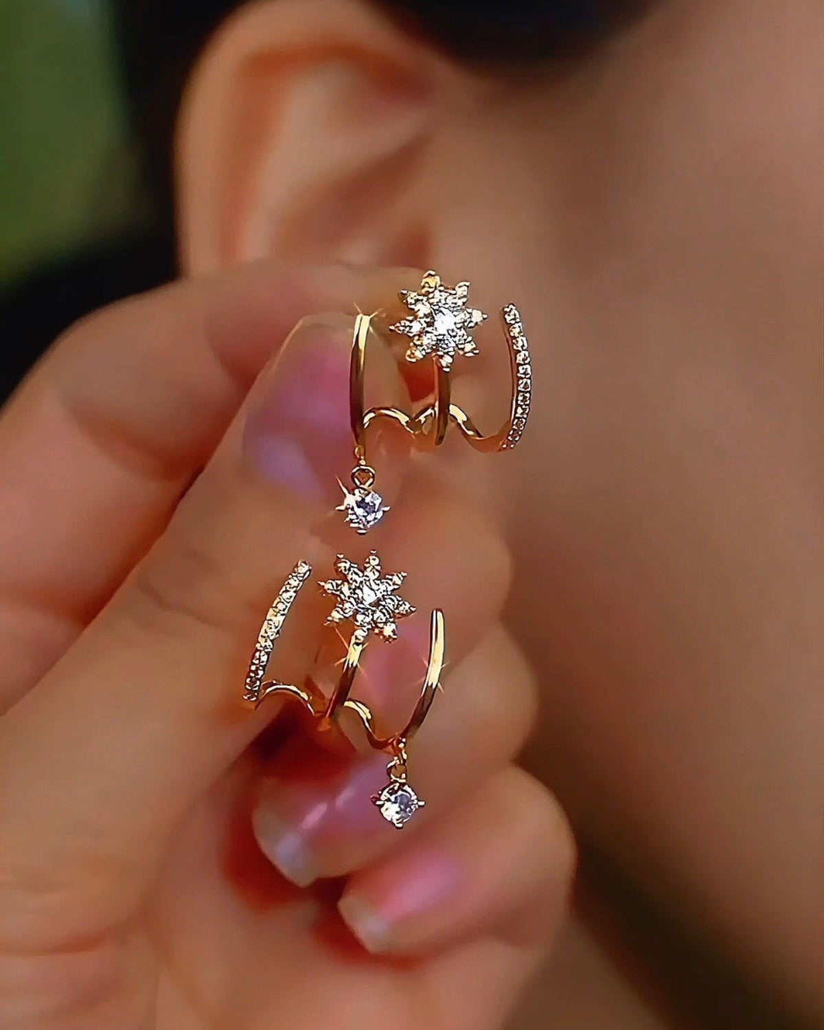 Pendientes con garra brillantes para mujer