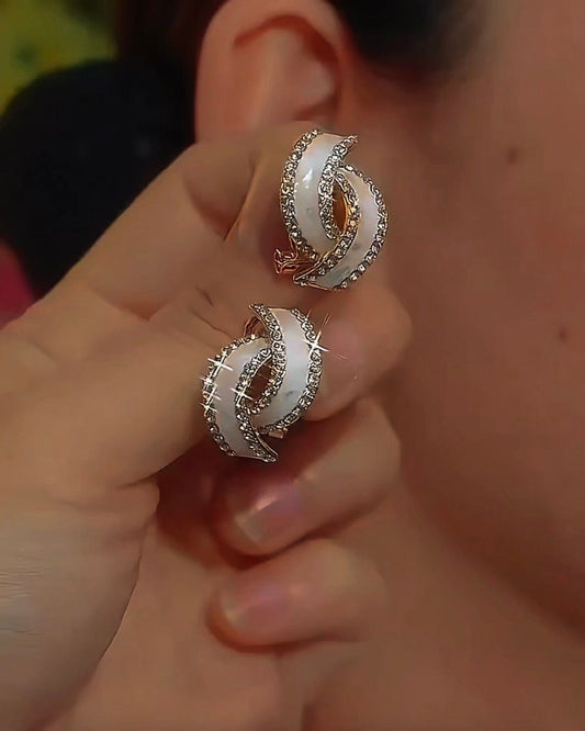 Pendientes con Lazo Blanco y Brillos