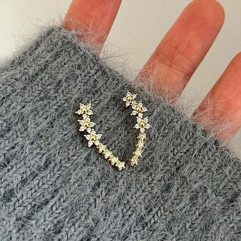 Pendientes con Forma de Estrella y Flor de Circón