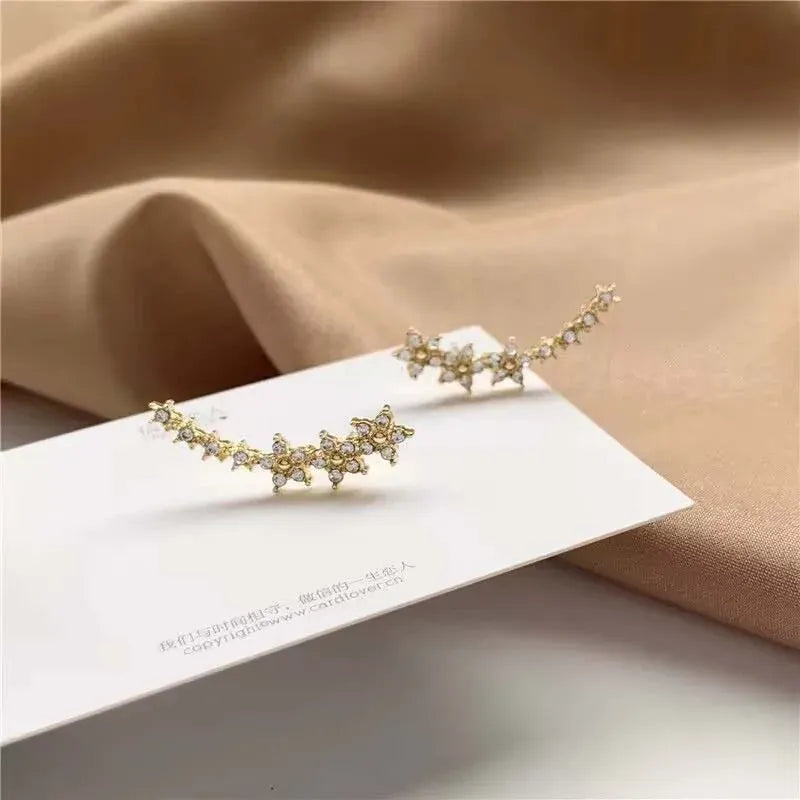 Pendientes con Forma de Estrella y Flor de Circón