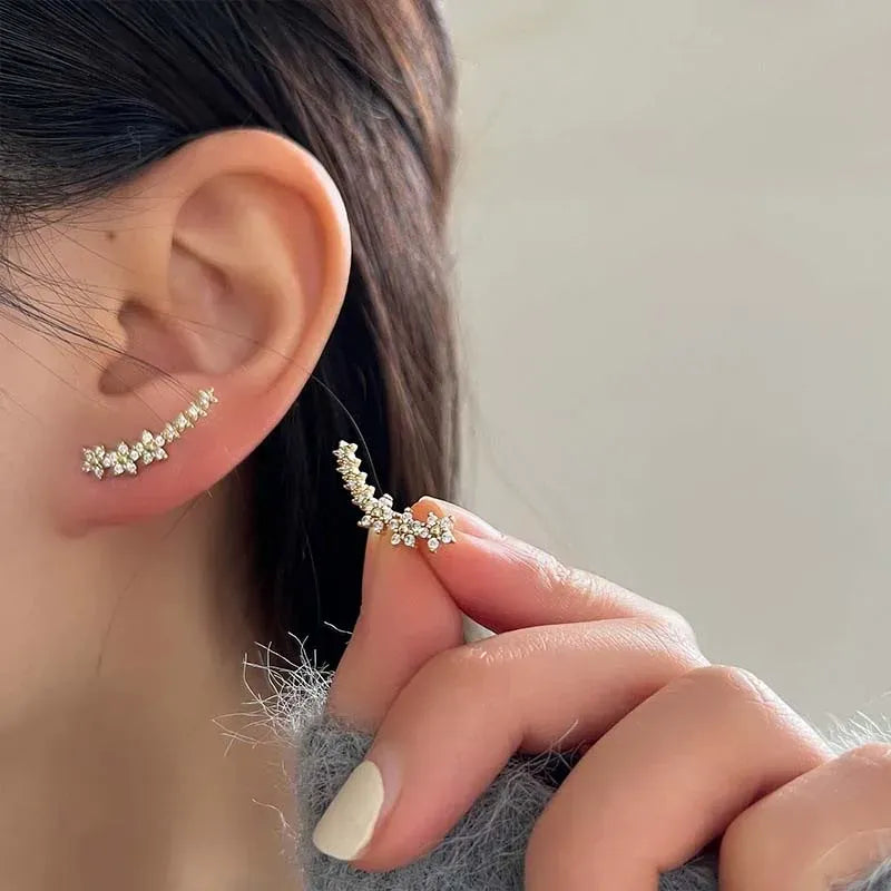 Pendientes con Forma de Estrella y Flor de Circón