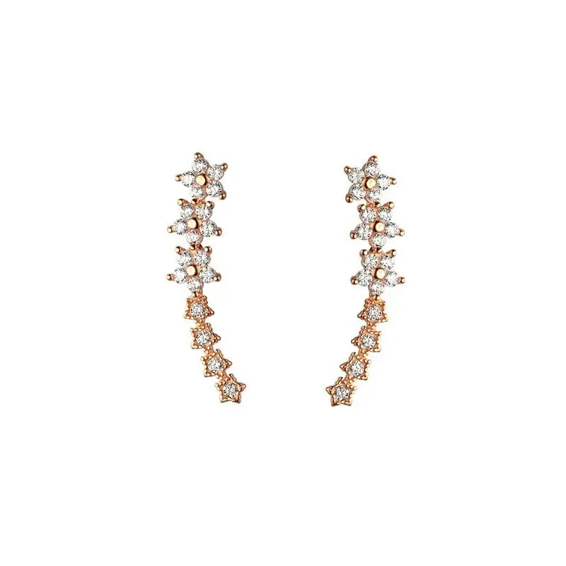 Pendientes con Forma de Estrella y Flor de Circón
