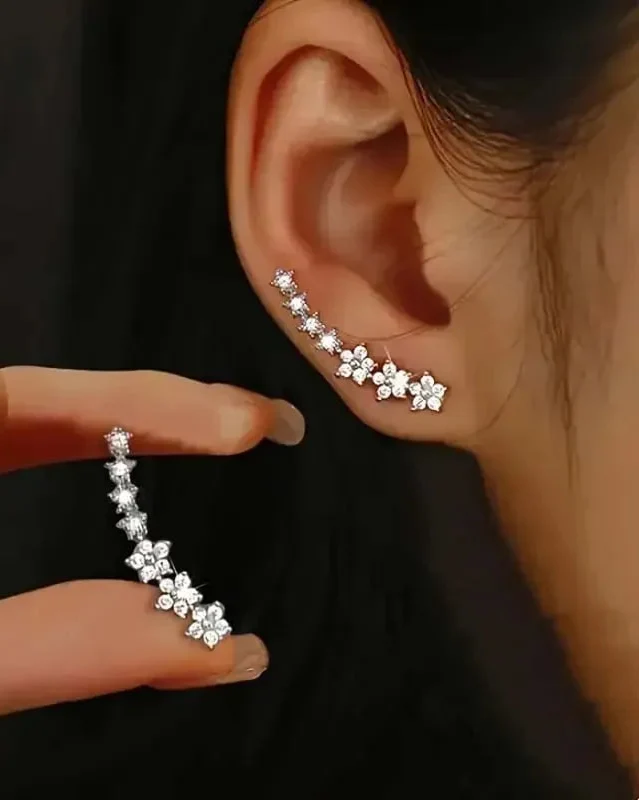 Pendientes con Forma de Estrella y Flor de Circón