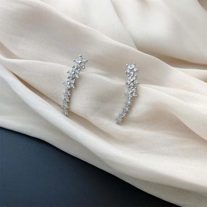 Pendientes con Forma de Estrella y Flor de Circón