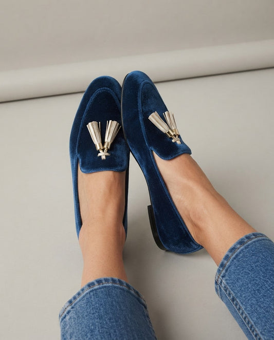Mocasín Vittoria — Terciopelo azul