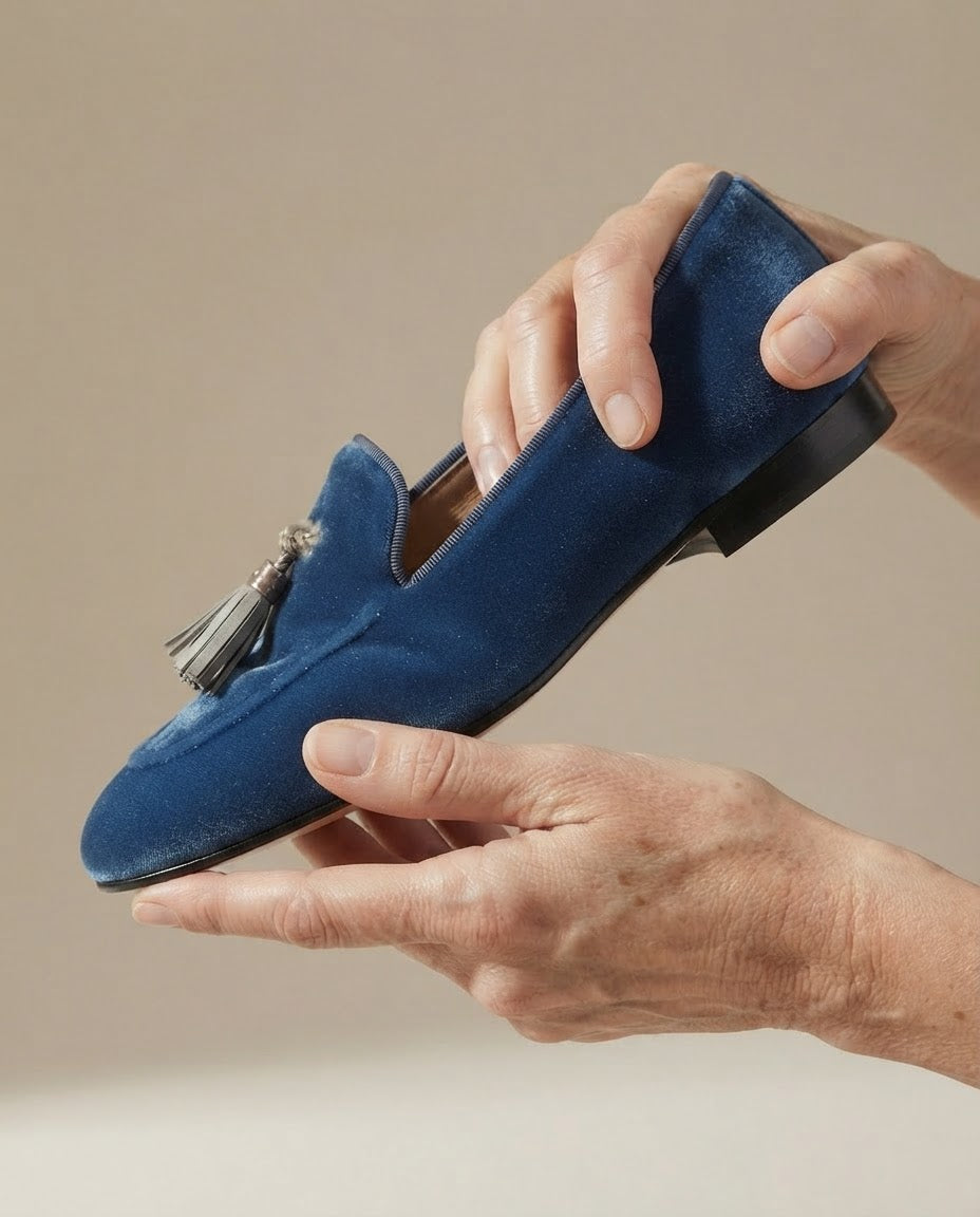 Mocasín Vittoria — Terciopelo azul
