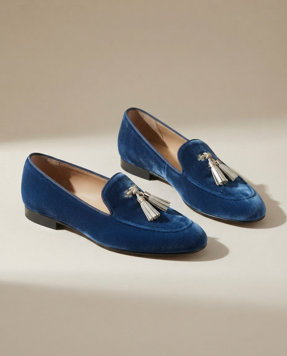 Mocasín Vittoria — Terciopelo azul