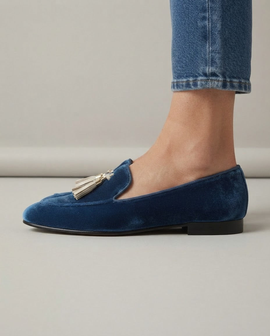 Mocasín Vittoria — Terciopelo azul