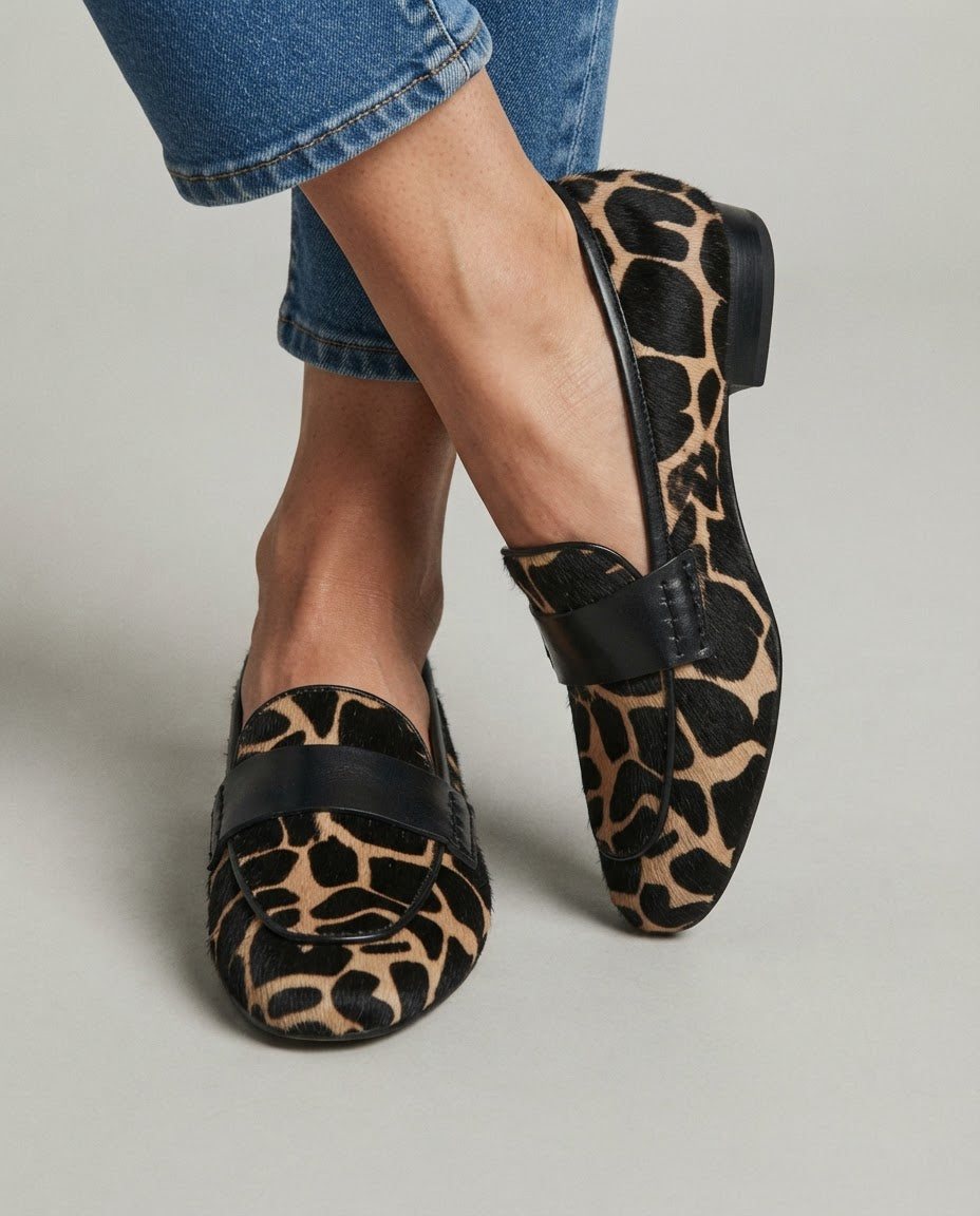 Mocasín Giulia — Estampado de jirafa en albaricoque