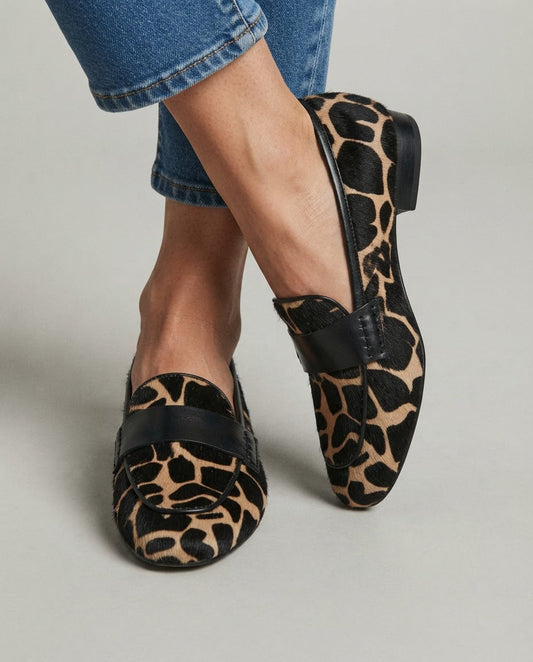 Mocasín Giulia — Estampado de jirafa en albaricoque