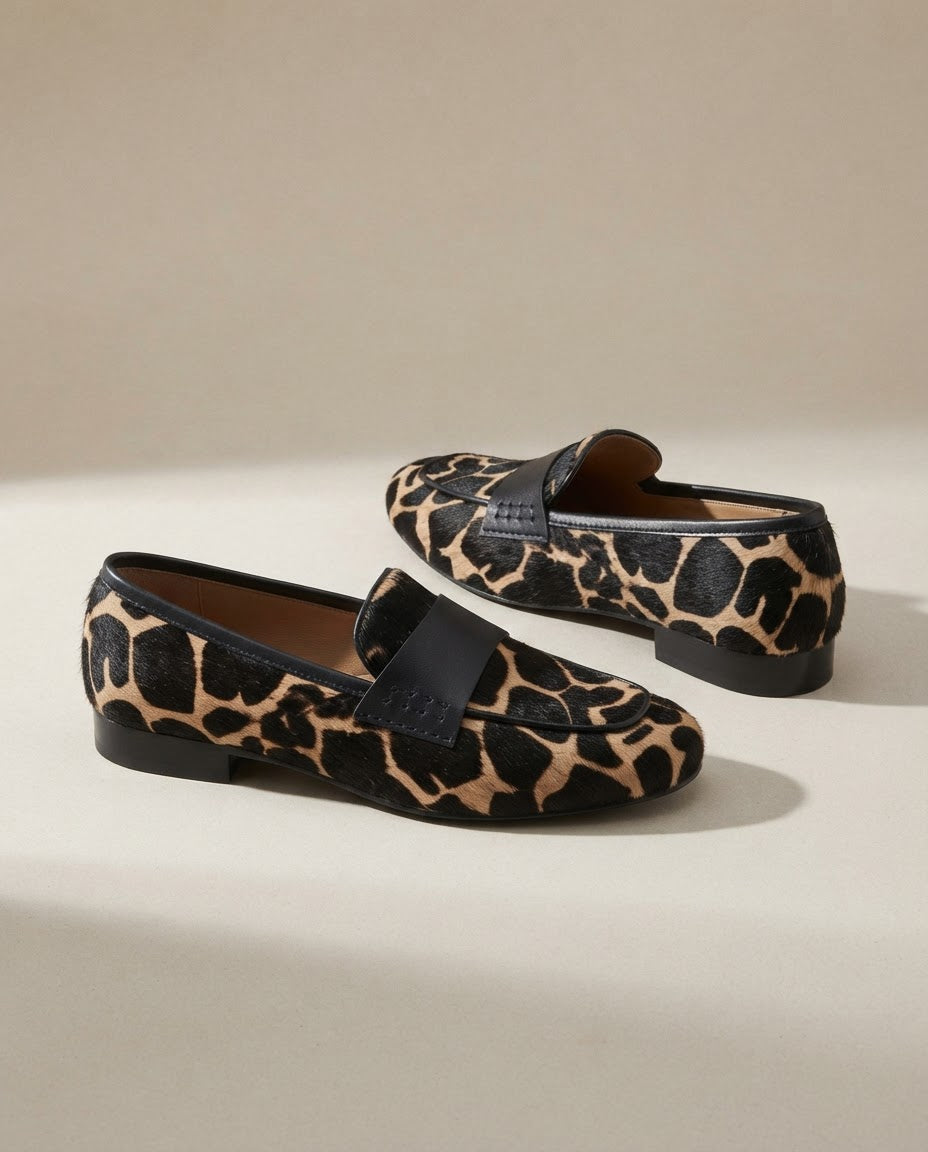 Mocasín Giulia — Estampado de jirafa en albaricoque