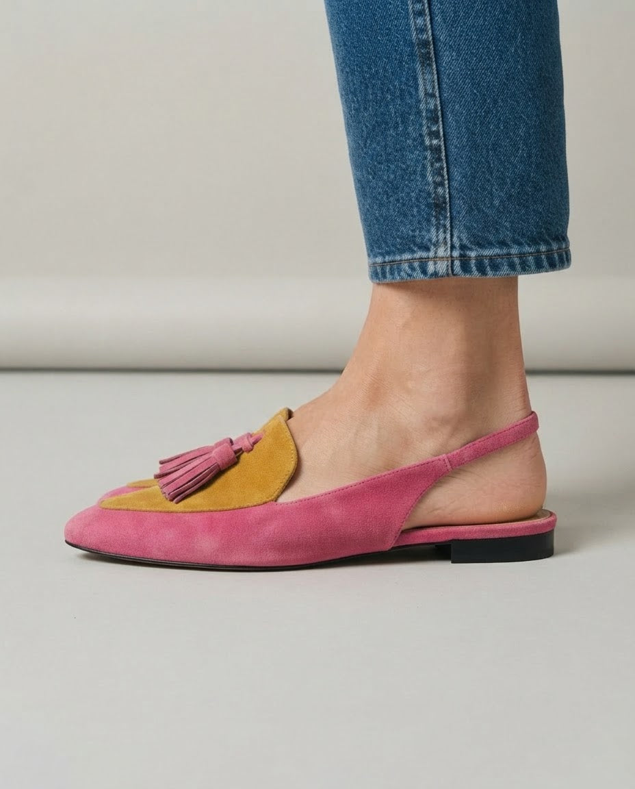 Zapatos destalonados Elena — Fucsia y mostaza