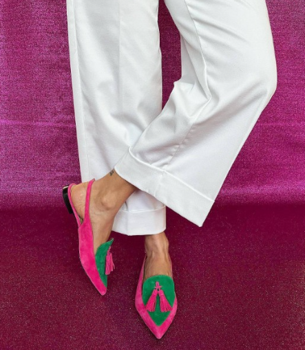 Zapatos destalonados Elena — Fucsia y verde